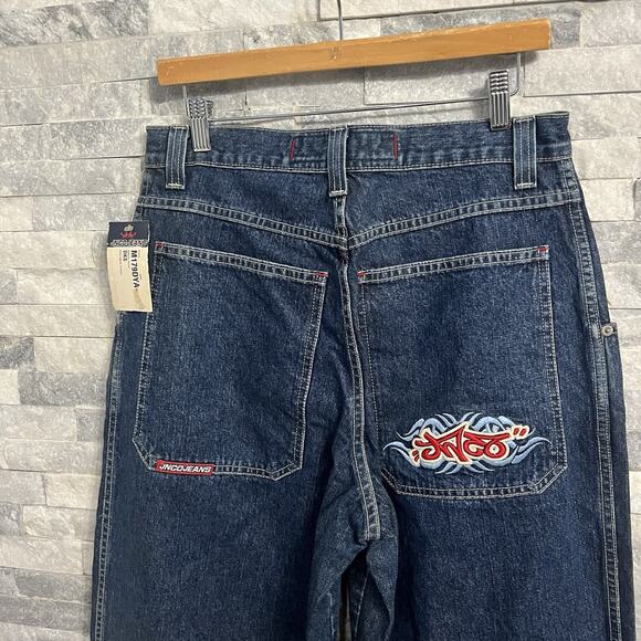 Vintage Jnco Jeans Men's Size 32x32 Deadstock Red Blue Embroided Logo USA Jeans - Picture 2 of 9